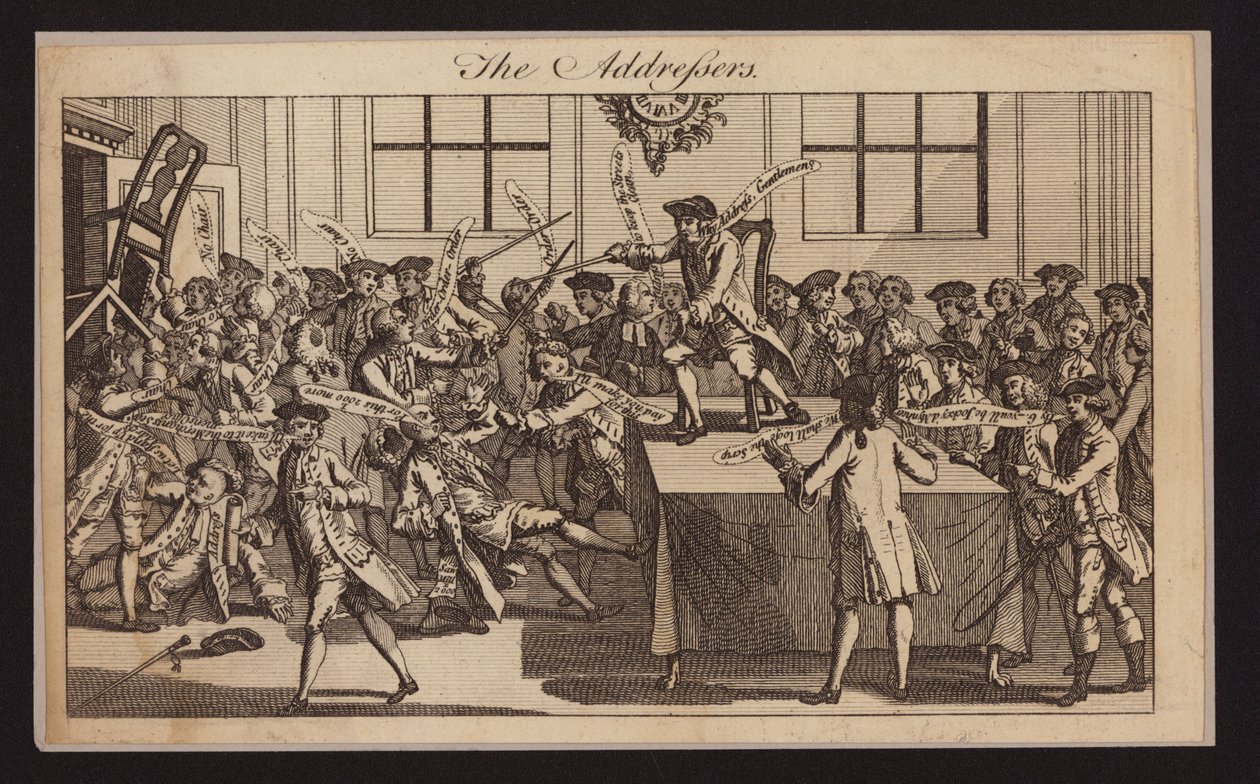 De adressanten (gravure) door (after) English School