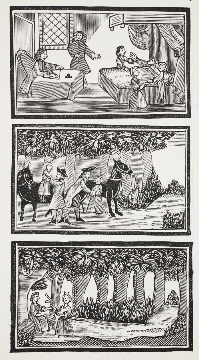 De geschiedenis van de twee kinderen in het bos, illustratie uit 