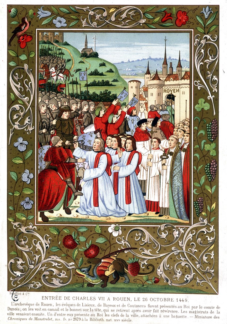 Ingang van Karel VII in Rouen, 26 oktober door (after) French School