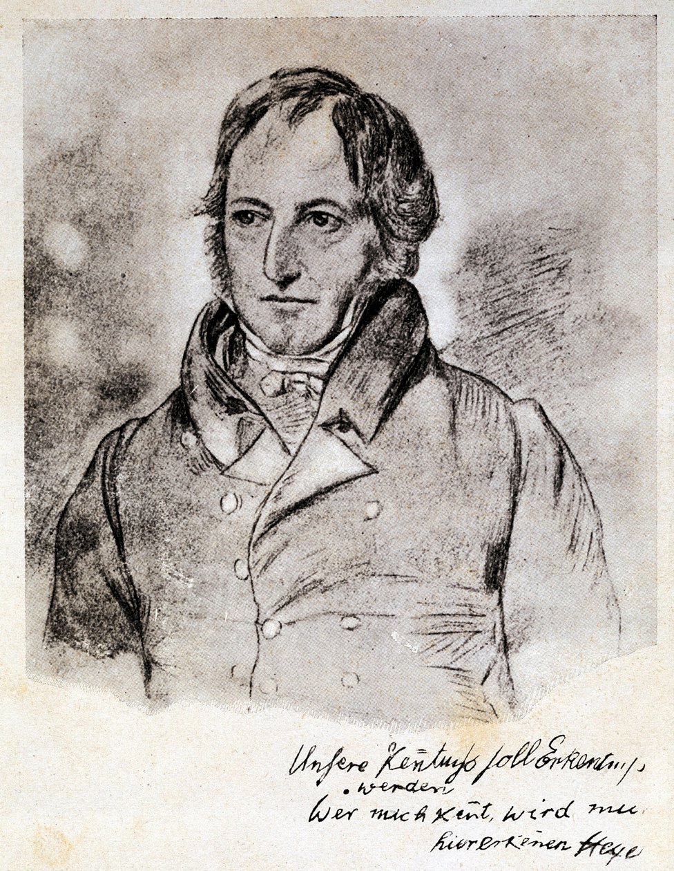 Portret van Georg Wilhelm Friedrich Hegel (1770-1831), Duitse filosoof en idealist. Gravure naar een tekening van G. Hensel. door (after) German School