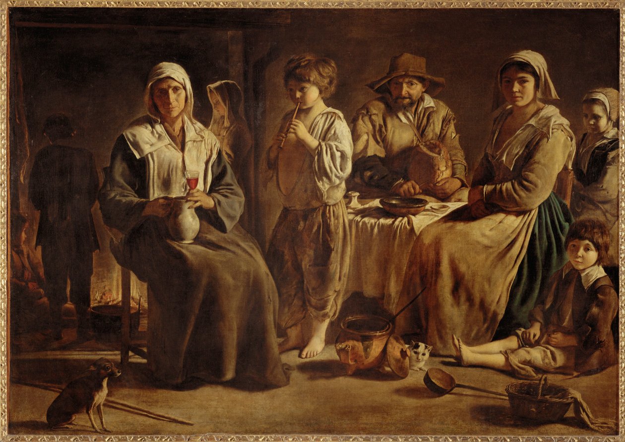 Famille de paysans dans un interieur Een boerengezin in hun boerderij ... door (after) Le Nain Brothers
