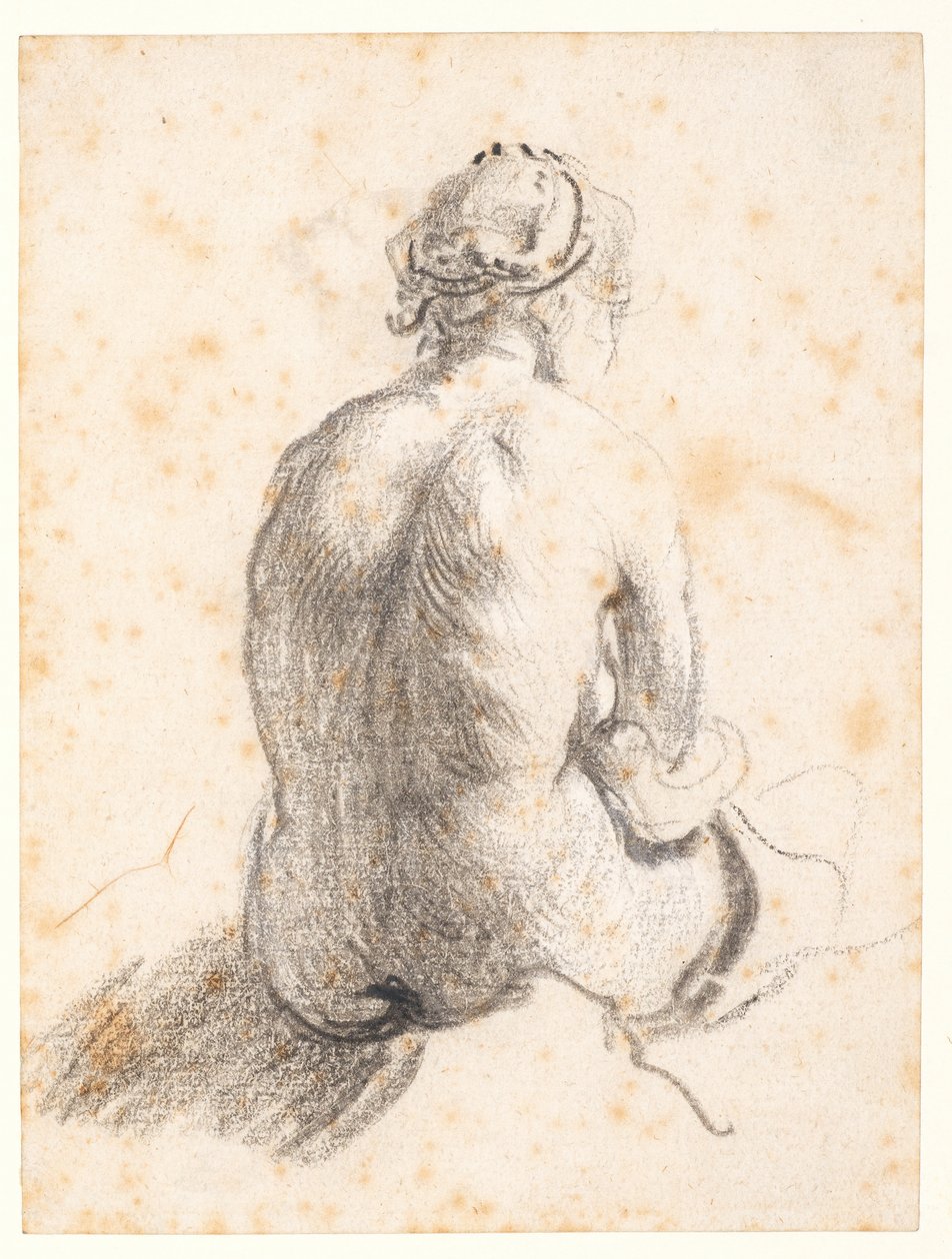 Studie van een vrouwelijk naakt door (attr. to) Rembrandt Harmensz. van Rijn