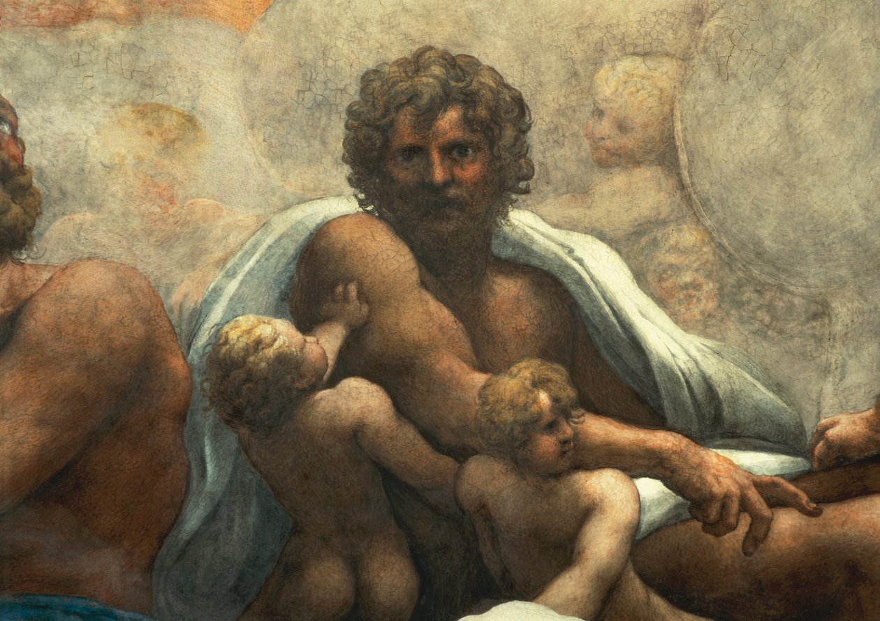 Visioen van St. Johannes Evangelist op Patmos, Hemelvaart van Christus onder de Apostelen, of Christus in Glorie door Antonio Allegri, bekend als Correggio (detail) door (c.1489-1534) Correggio