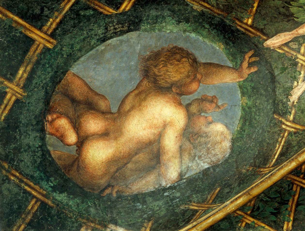Ovaat met cherubijnen, detail van decoratie van Sint-Paulus Kamer of Abdis Kamer door (c.1489 1534) Correggio