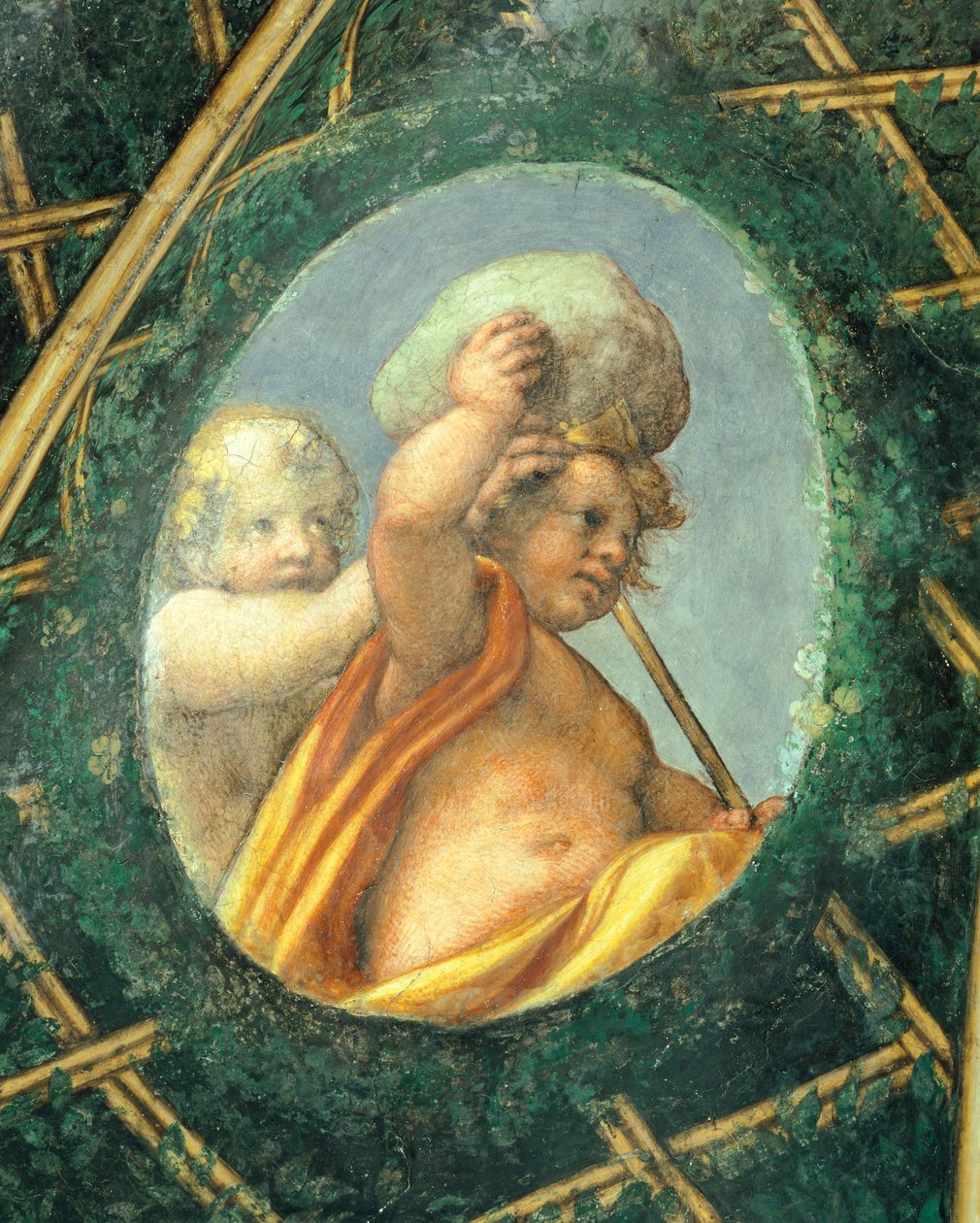 Ovaat met cherubijnen, fresco door Antonio Allegri Da Correggio, Abdis kamer, San Paolo Klooster, Parma, Italië door (c.1489 1534) Correggio