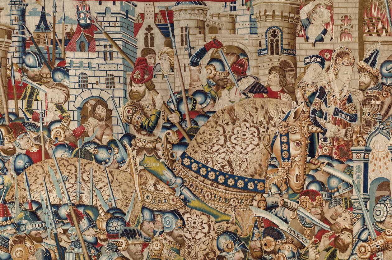 De Trojaanse Oorlog: De Vernietiging van Troje, ca. 1470 door (fl.1450 75) Master of Coetivy