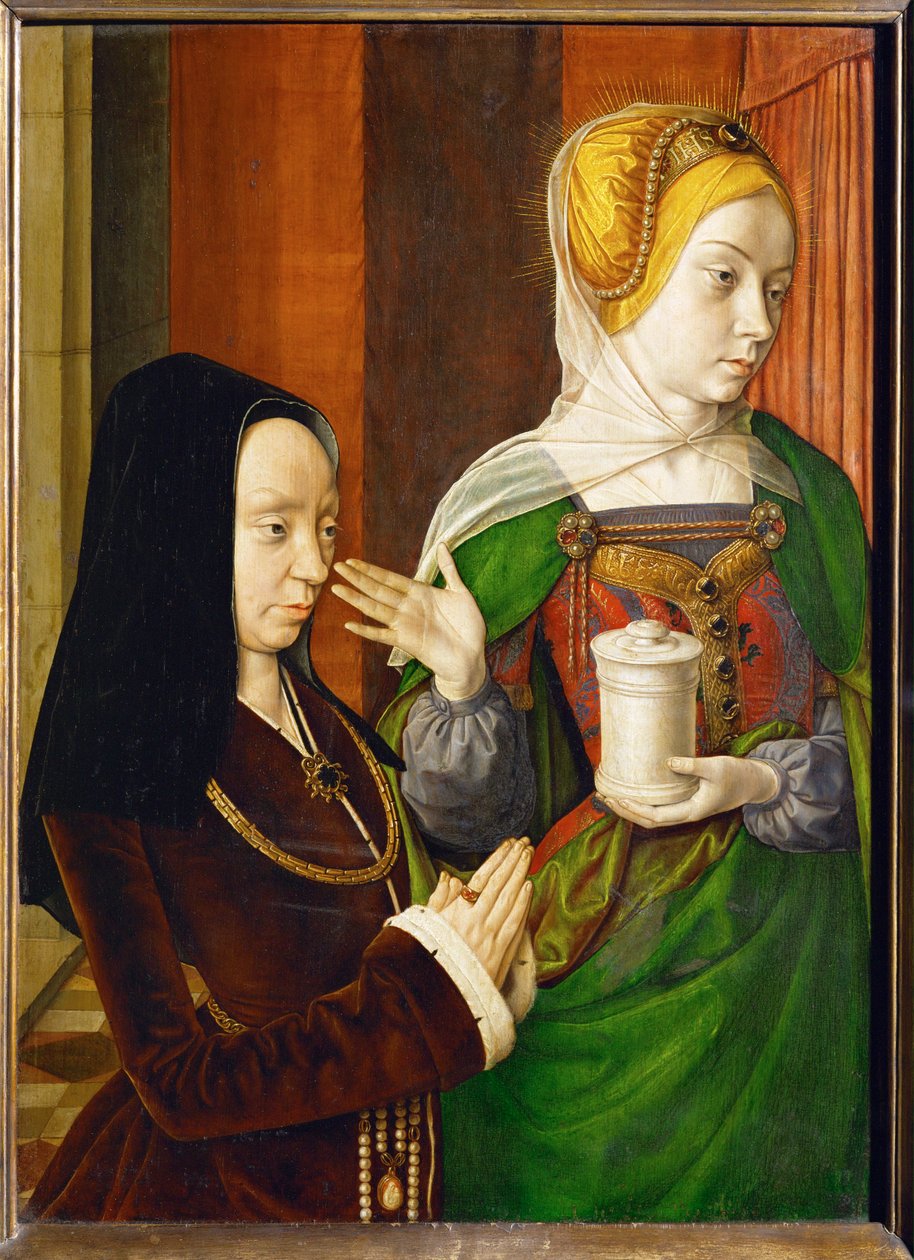 Madeleine de Bourgogne, dame de Laage, voorgesteld door Sint Magdalena ... door (fl.c.1483-c.1529) Master of Moulins