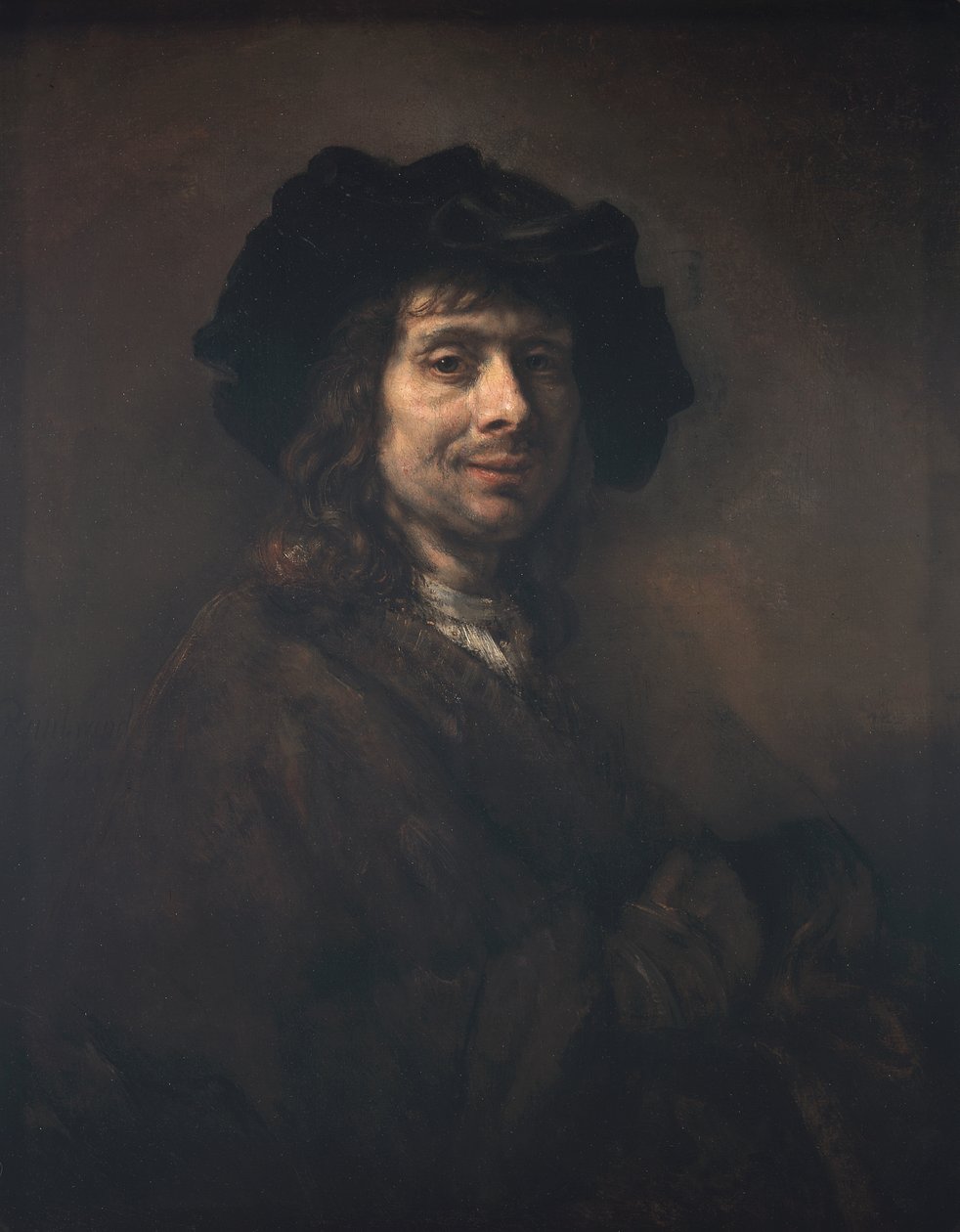 Portret van een jongeman (misschien een kunstenaar) 1661-62 (olieverf op doek) door (studio of) Rembrandt Harmensz. van Rijn
