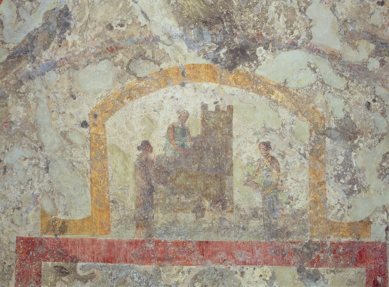 Een versierde gewelf uit de vestibule van het bovenste niveau van de catacomben door Unknown