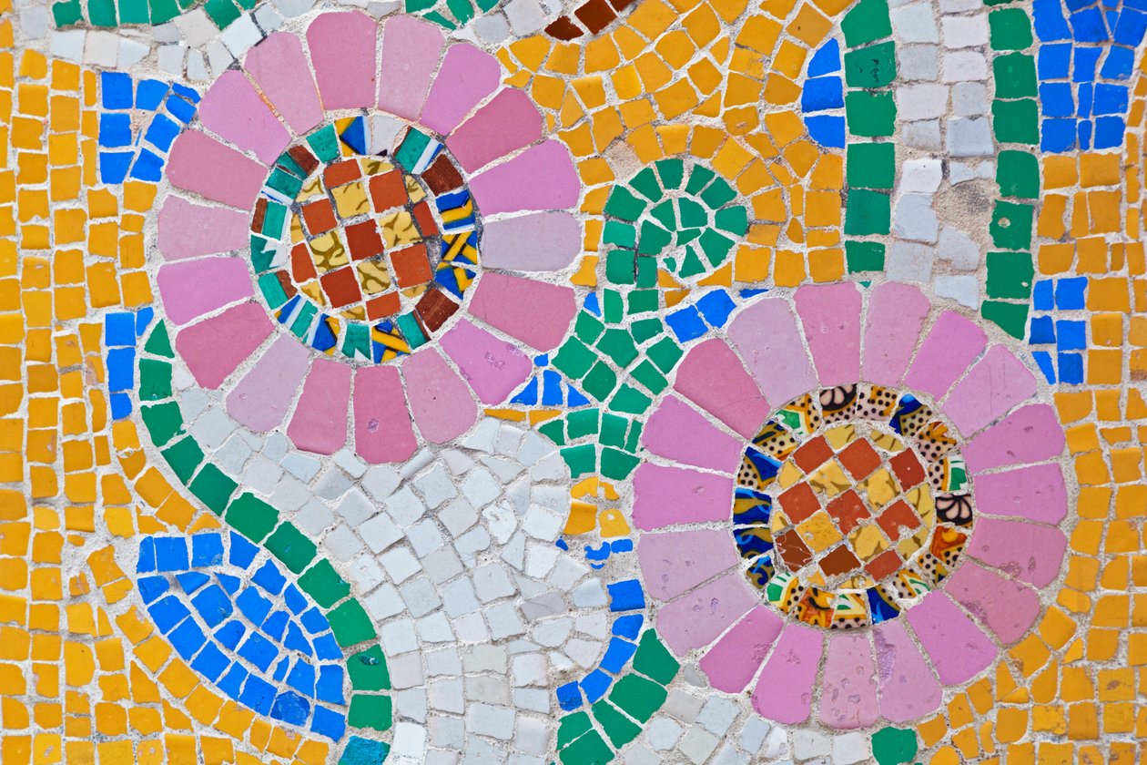 Barcelona, Spanje. Mozaïekwerk op de gevel van Palau de la Música Catalana. Modernista gebouw door Lluís Domènech i Montaner. Paleis van de Catalaanse Muziek. door Unknown