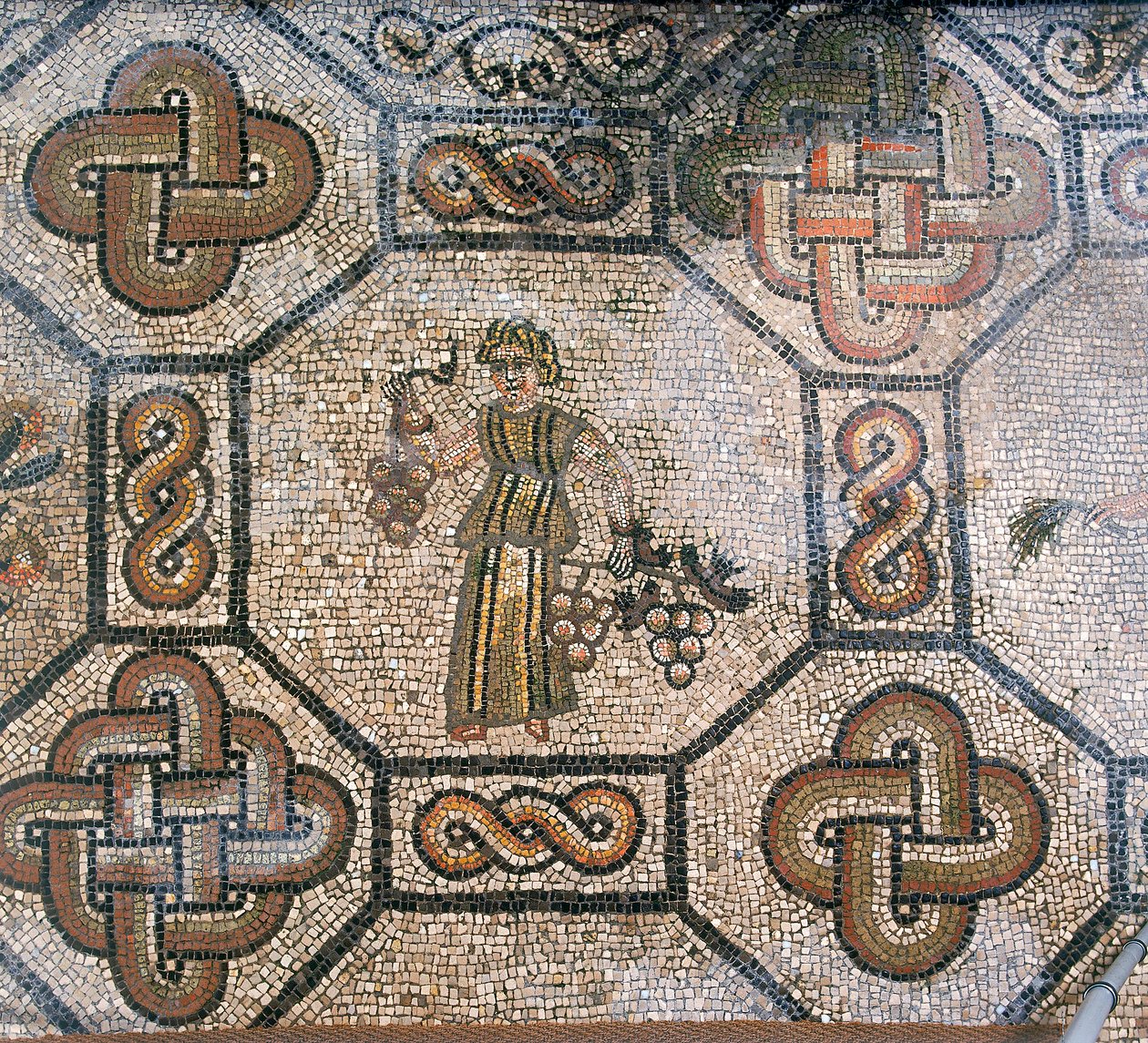 Detail van de vloer van de vroegchristelijke basiliek van Aquileia, Udine door Unknown