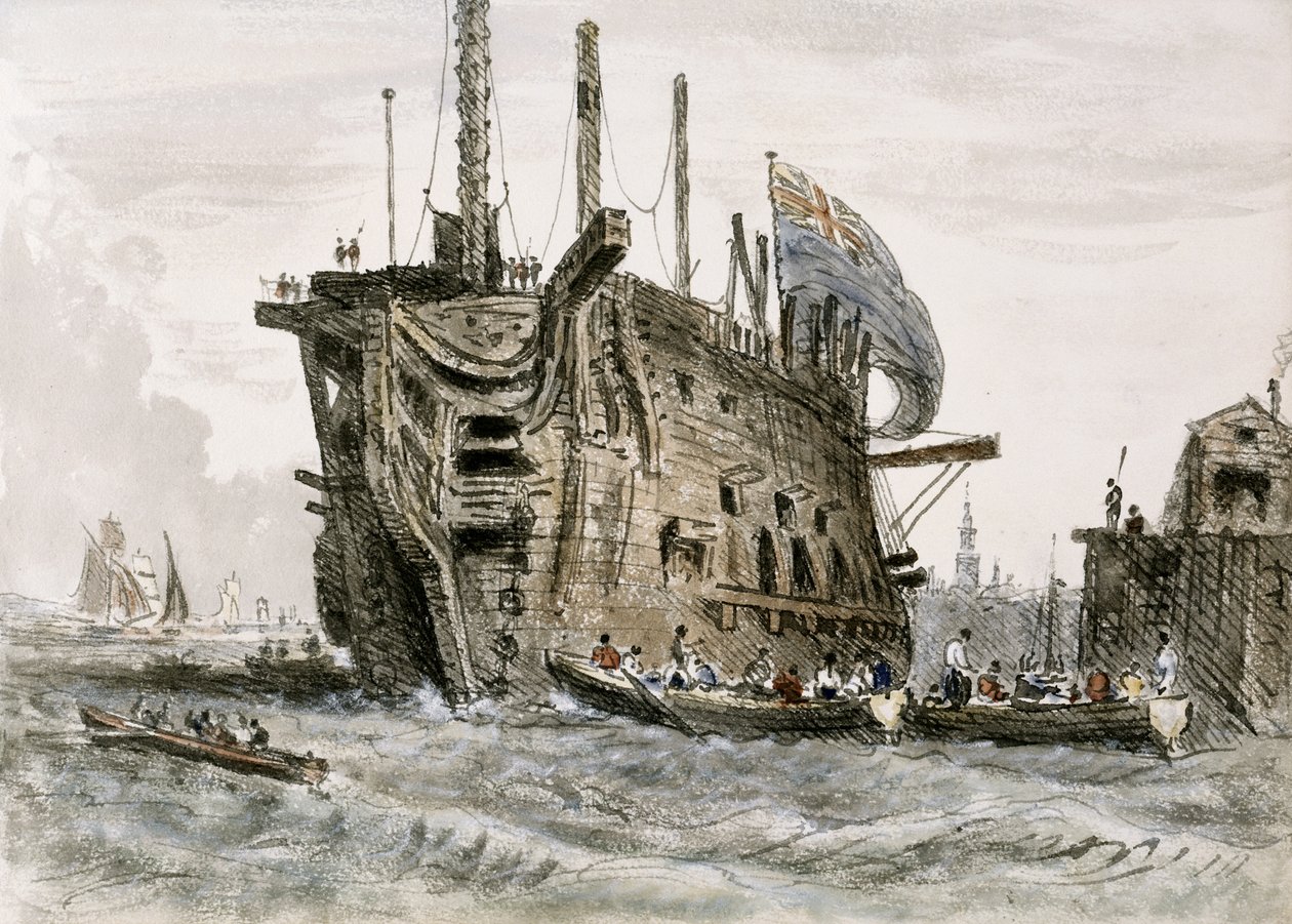 Gevangenisschip - door William Crotch door Unknown