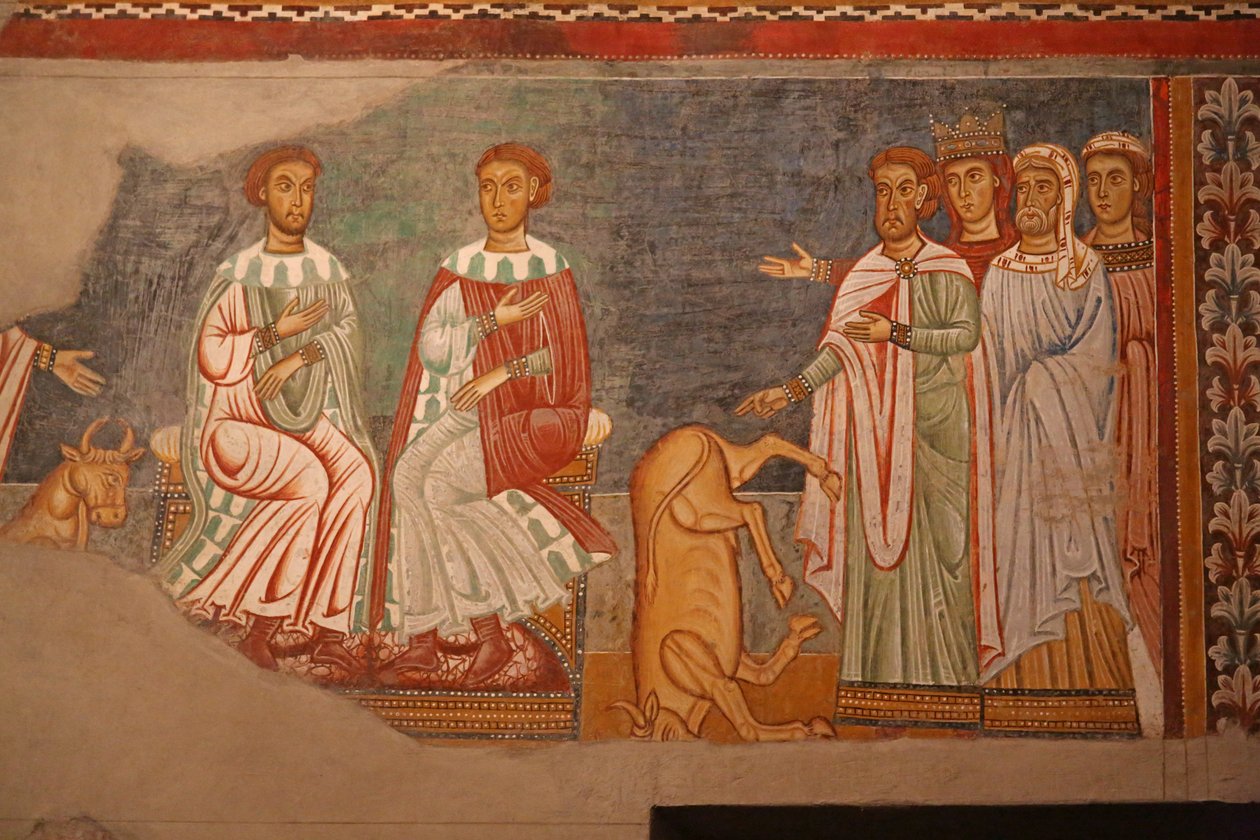 Scène uit het leven van keizer Constantijn en St. Sylvester door Unknown
