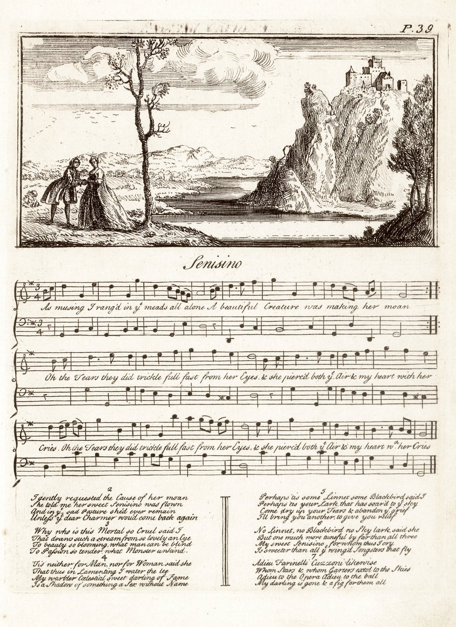 Senesino door Handel, gravure door Unknown