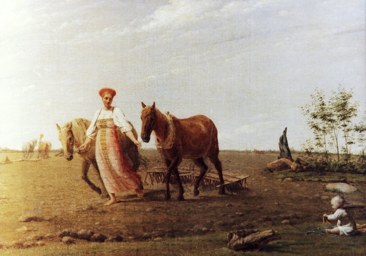 Lenteploegen door Alexei Venetsianov (1780 - 1847) door Unknown