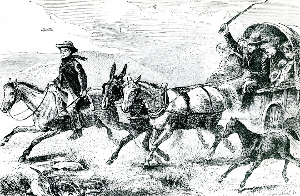 Een Mormoonse Familie op Weg naar de Conferentie, c.1875 door American School