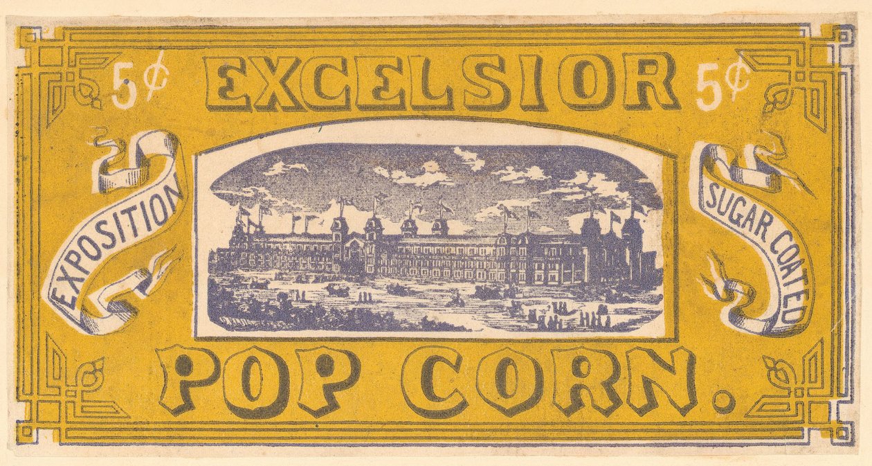 Excelsior Popcorn handelskaart, Centennial Exhibition, Philadelphia, 1876 door American School