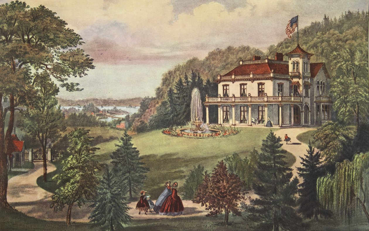 Leven op het platteland - Avond, uitgegeven 1862, Currier & Ives door American School