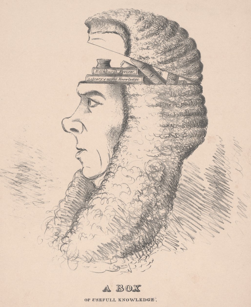Een doos vol nuttige kennis: Karikatuur van Brougham, 1832 door English School