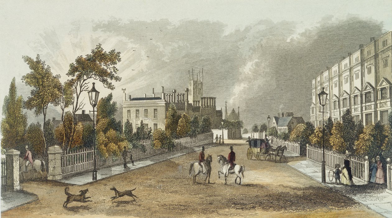 Lansdown Terrace, Cheltenham, gegraveerd door D. Eichbaum, c.1840 door English School