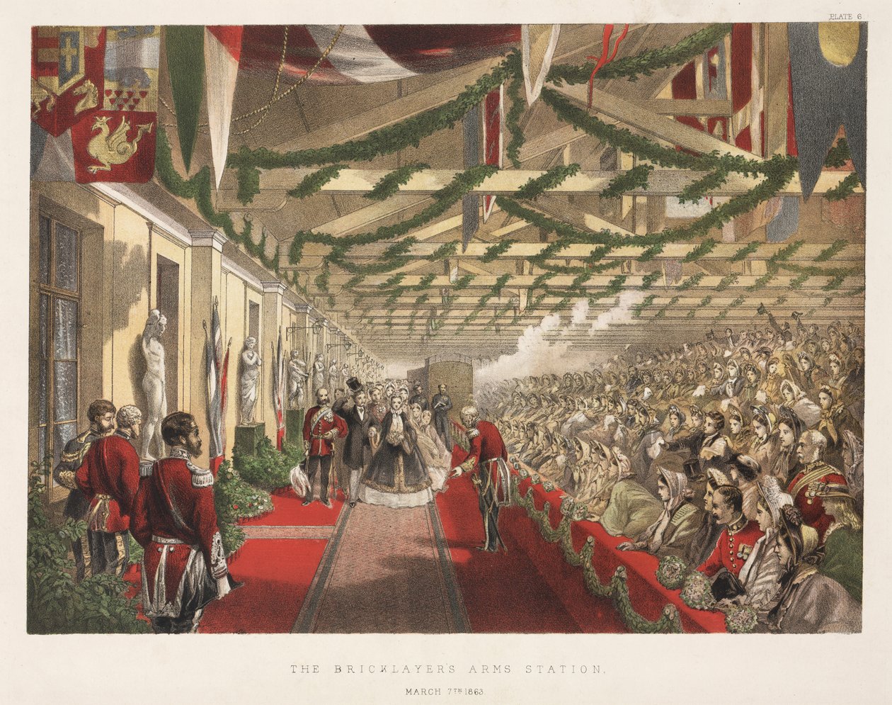 De Aankomst van Prinses Alexandra (1855-1925) bij het Bricklayers Arms Station, 7 maart 1863 door English School