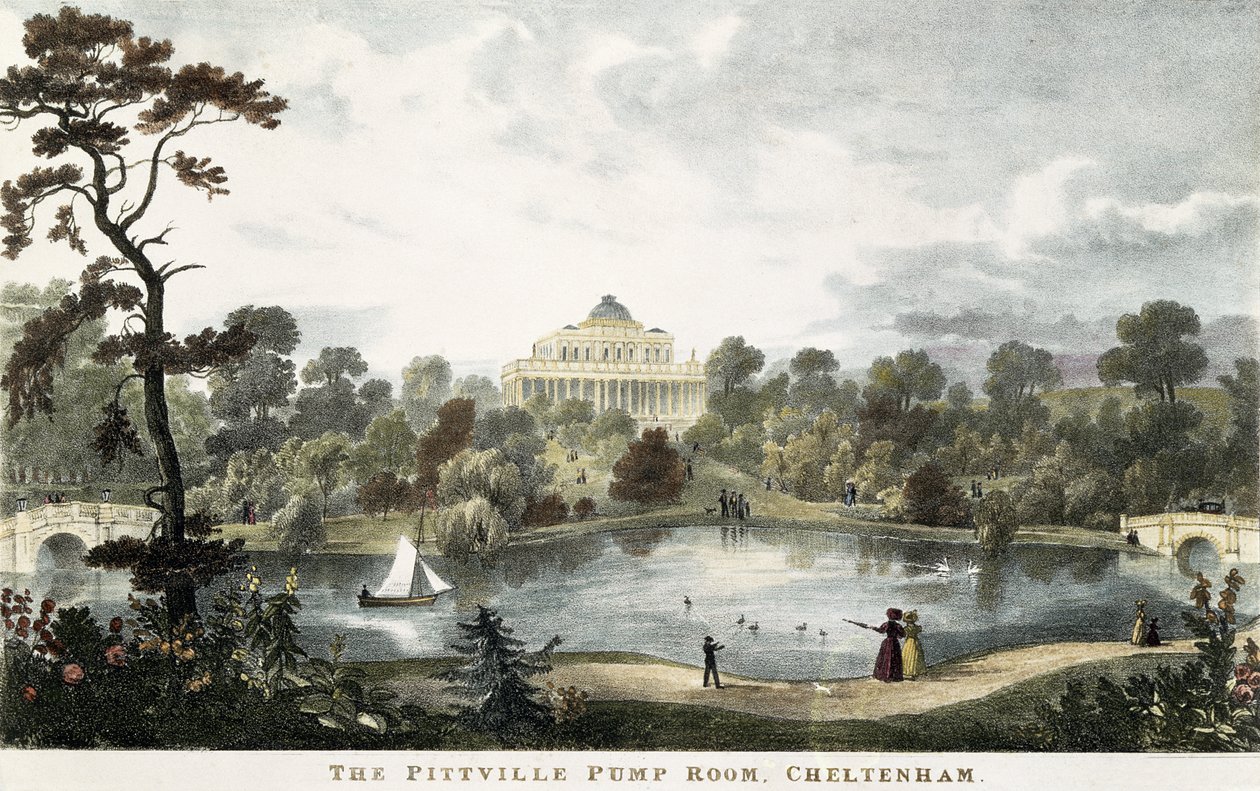 De Pittville Pump Room, Cheltenham, c.1835 door English School