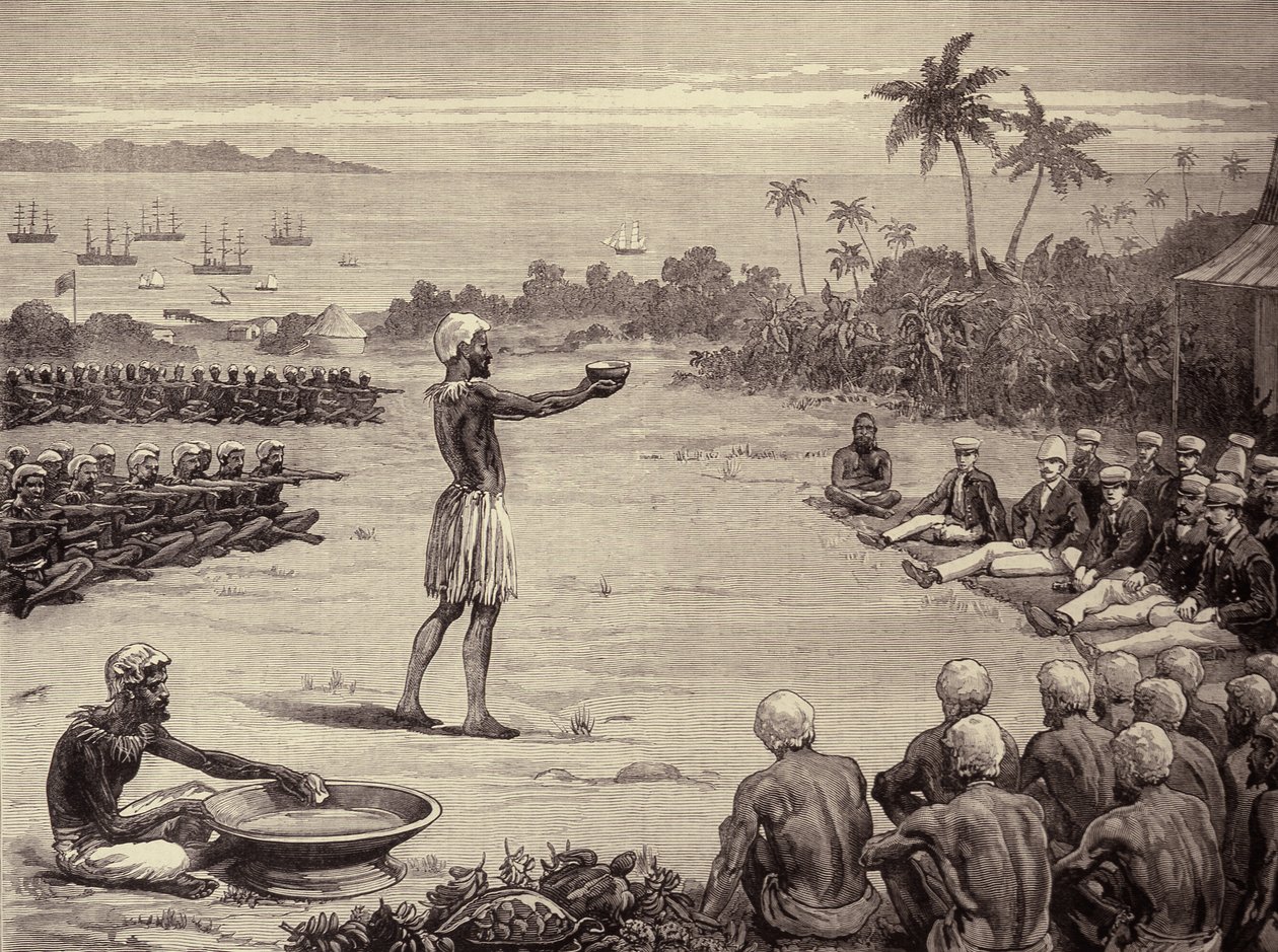 De zeemansprinsen op de Fiji-eilanden: Bezwering van de Yangona, of Kava-kom door English School