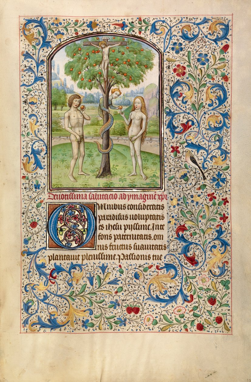 Adam en Eva eten de verboden vrucht, begin 1460 door Flemish School