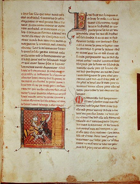 Ms 403 fol.127 Gevecht tussen de koning en de keizer, uit Roman d