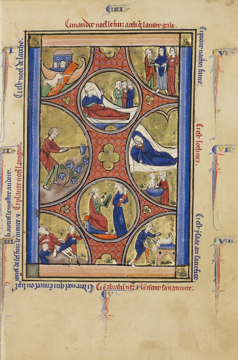 Scènes uit de levens van Noach en Abraham, ca. 1250-60 door French School