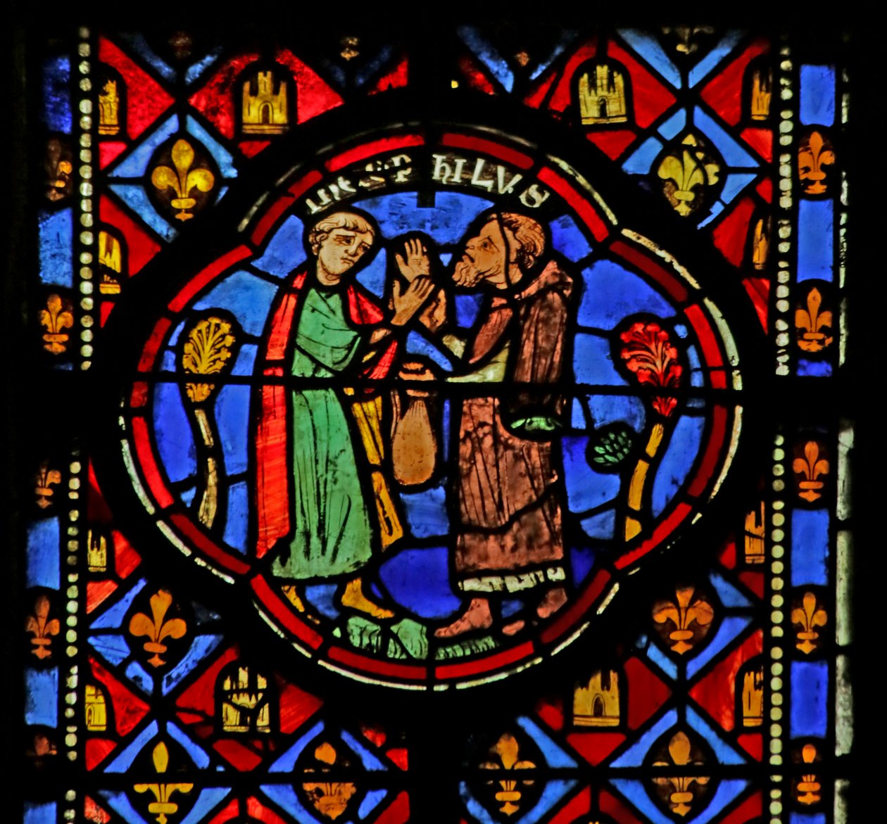 Raam met Theophilus met een magiër door French School