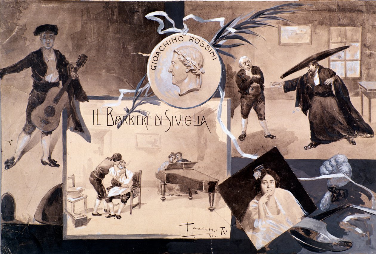 Illustraties voor de opera De Barbier van Sevilla, door Gioachino Rossini door Italian School