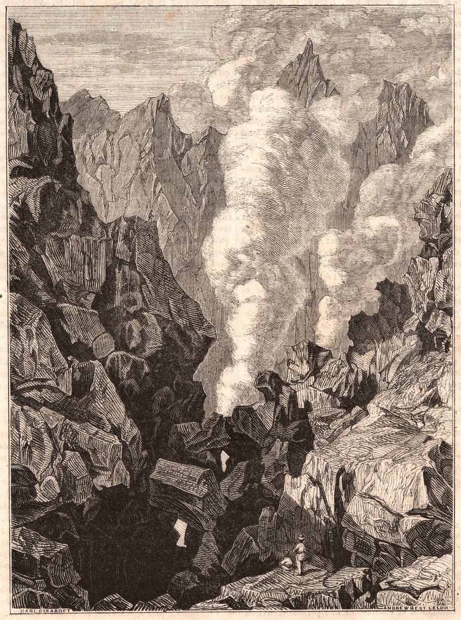 Uitzicht op de krater van de Grande Soufrière vulkaan in Guadeloupe door Unknown