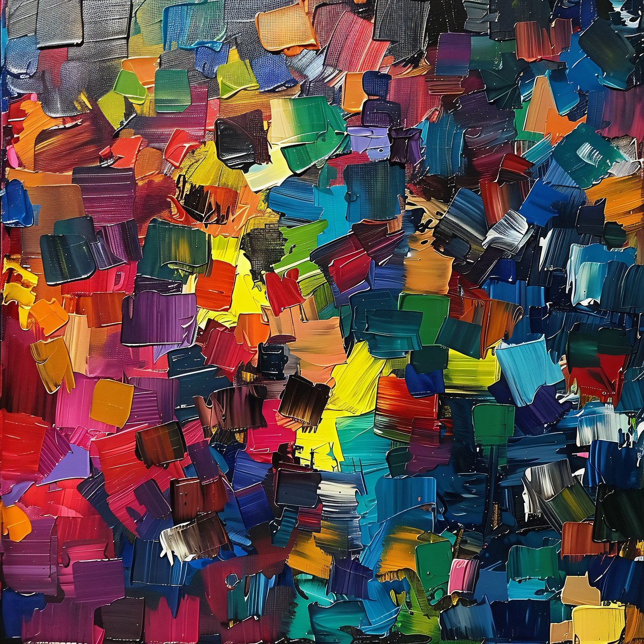 Hedendaagse kunst olieverfschilderij met Kleurrijke & heldere textuur voor muur ophanging door F. Abderrahim