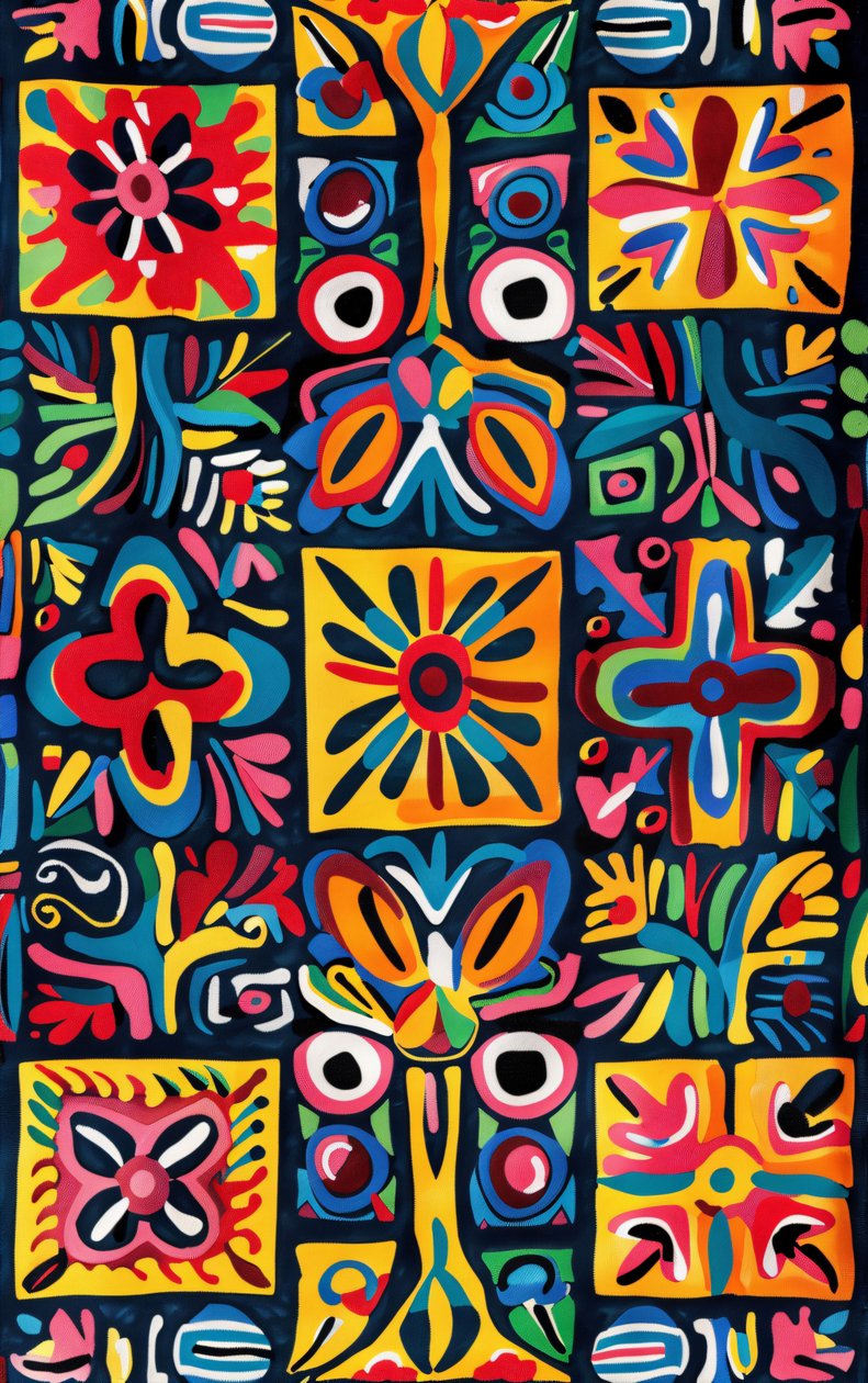Kleurrijke naïeve kunstschilderij voor slaapkamer en woonkamer muurdecoratie door F. Abderrahim