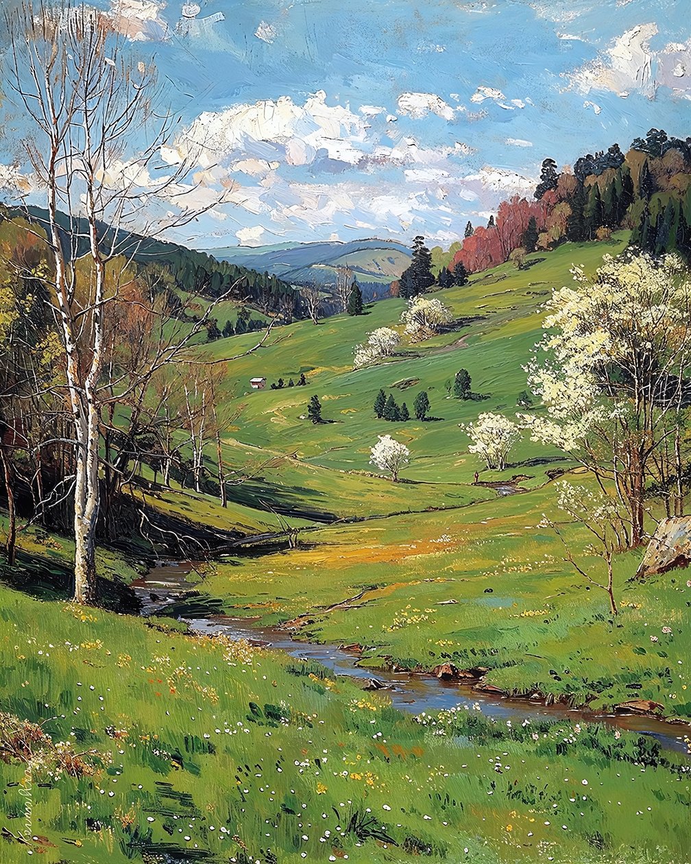 prachtige landschappen, groene plateaus in de lente, Wanddecoratie You