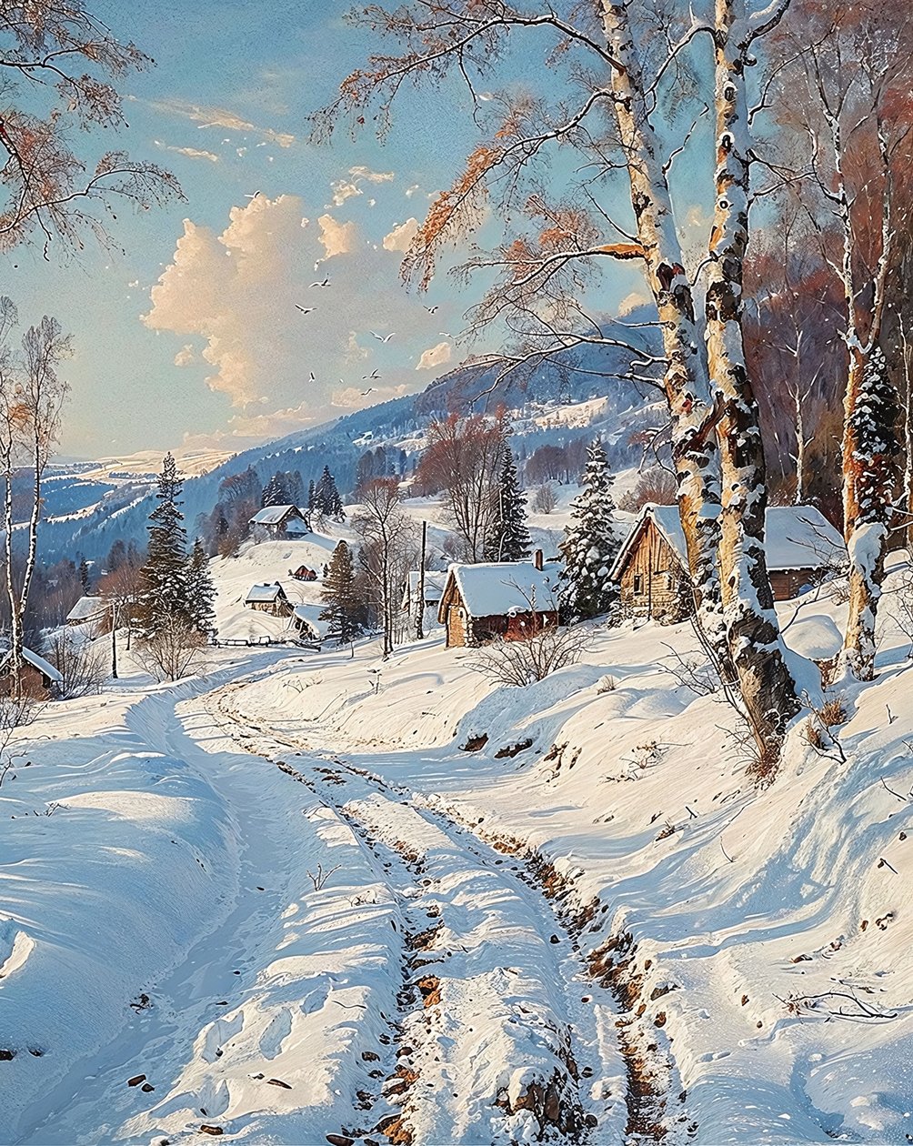 Landschap met sneeuw Landschap muurdecor voor slaapkamer door F. Abderrahim