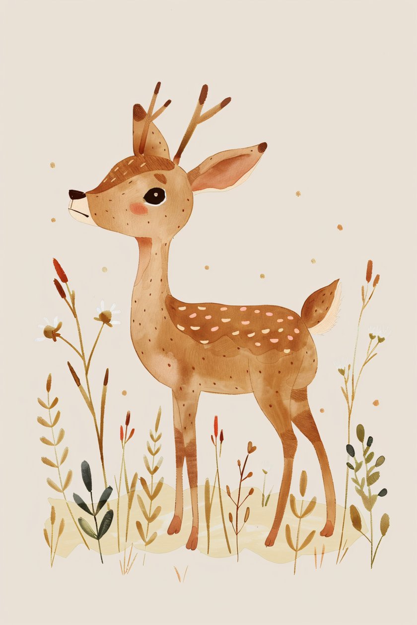 minimalistische wanddecoratie met dierenherten voor baby
