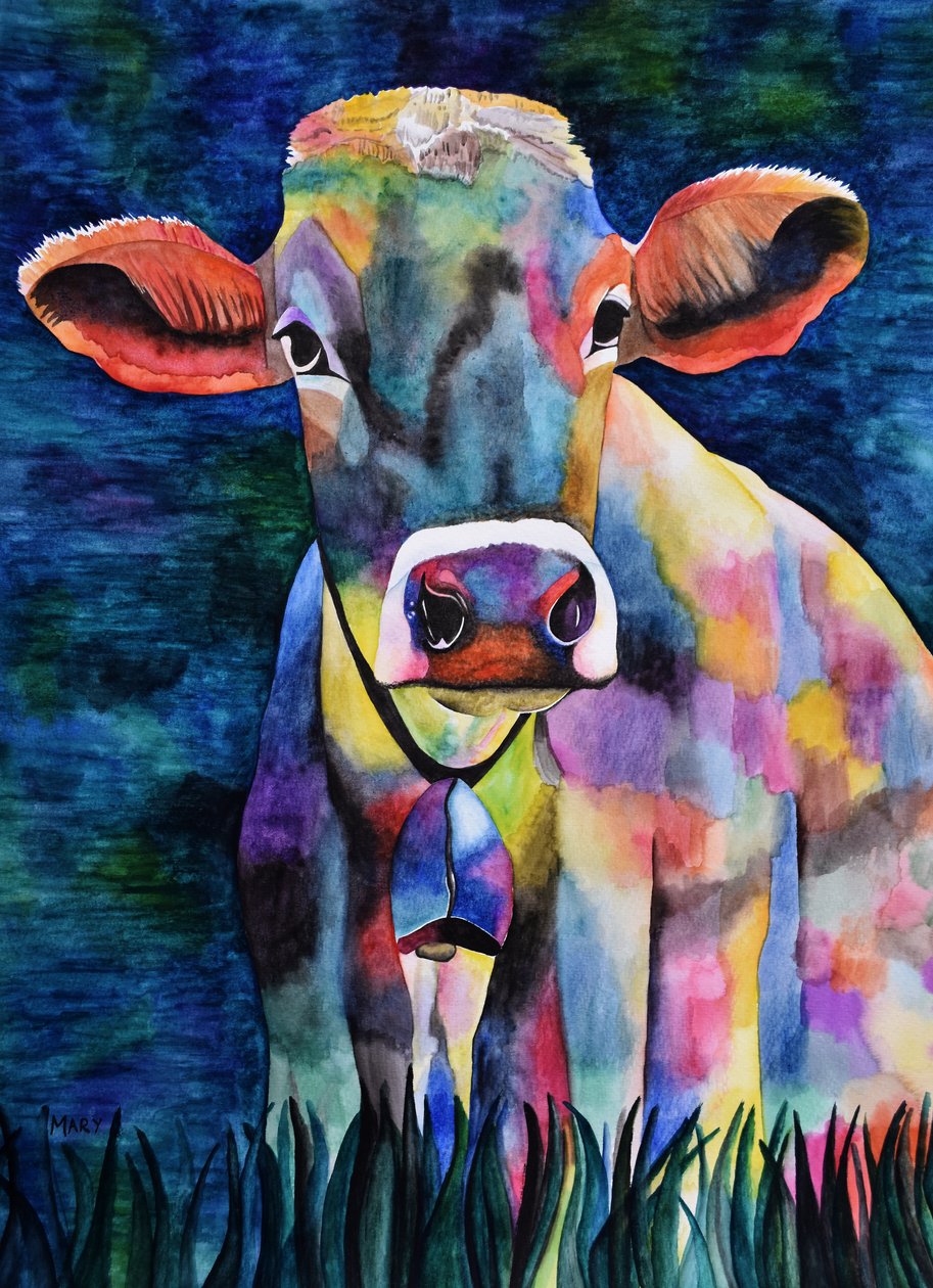 Aquarell-Kuh door Marys Watercolors