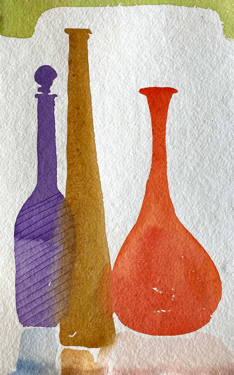 Een blauwe fles 36x24 door Simon Fletcher