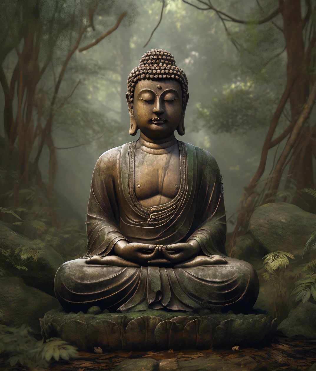 Een spirituele boeddhistische decoratie, vredige meditatie, muurkunst op aanvraag door F. Abderrahim