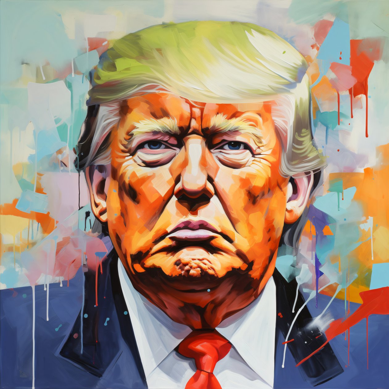 Donald Trump Canvas Olieverfschilderij Print, ingelijste houten muurkunst prints door F. Abderrahim