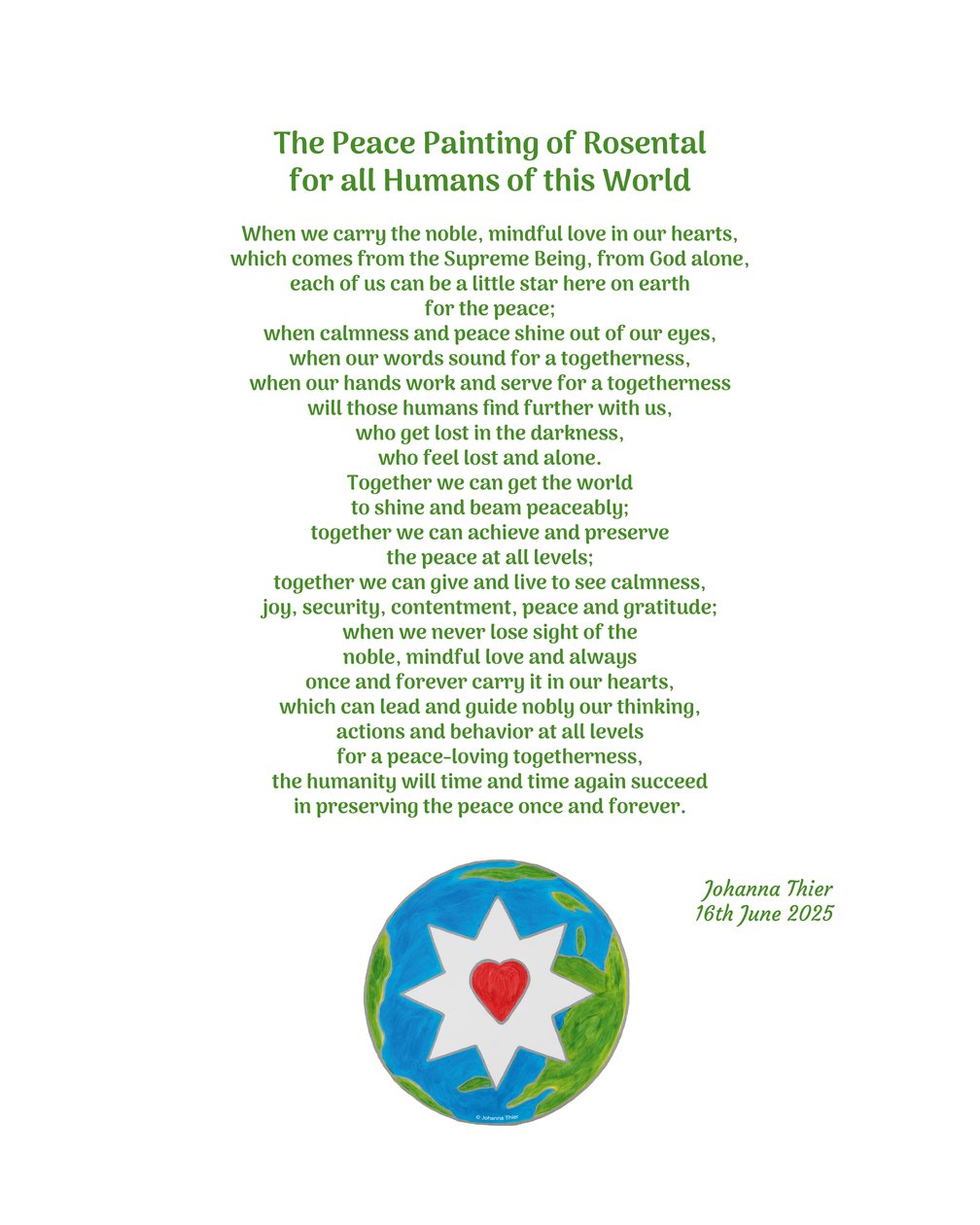 The Peace Painting of Rosental for all Humans of this World door Johanna Thier