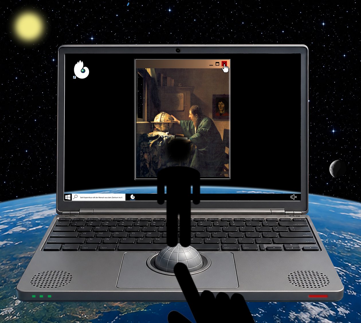 Sinds Copernicus rolt de mens vanuit het centrum naar X (uit de serie Windows) door Alexander Eibach
