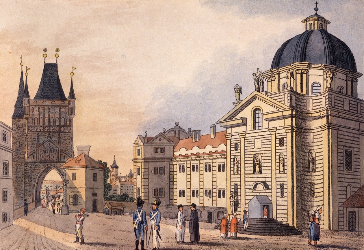 Krizovnicke namesti (Plein van de Ridders van het Kruis), Praag, ca.1810 door A. & Berka, Johann Gustav