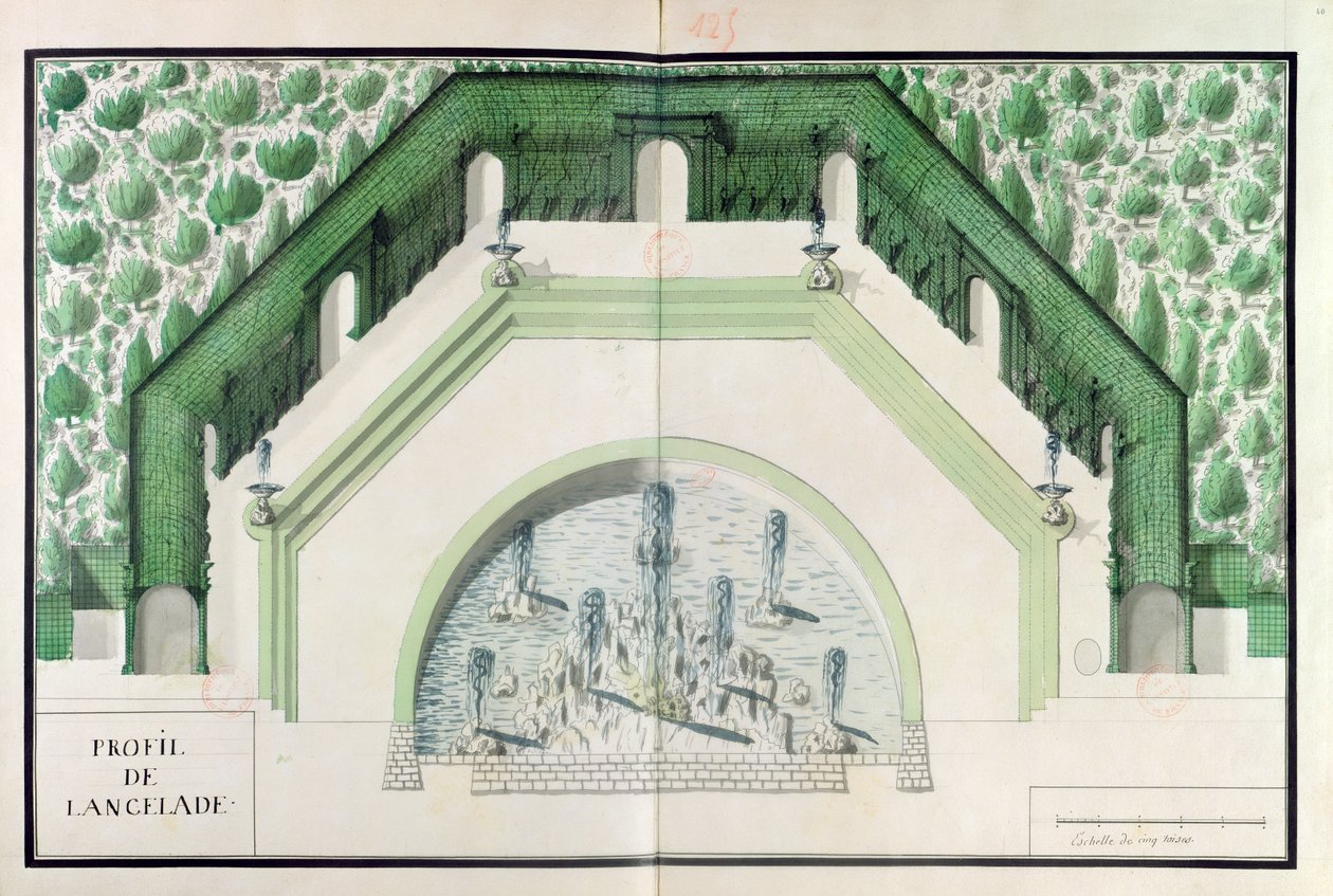 Ms 130740 Ontwerp voor het Bassin de lEncelade in Versailles door A. and Marsy, G. and B. Le Notre