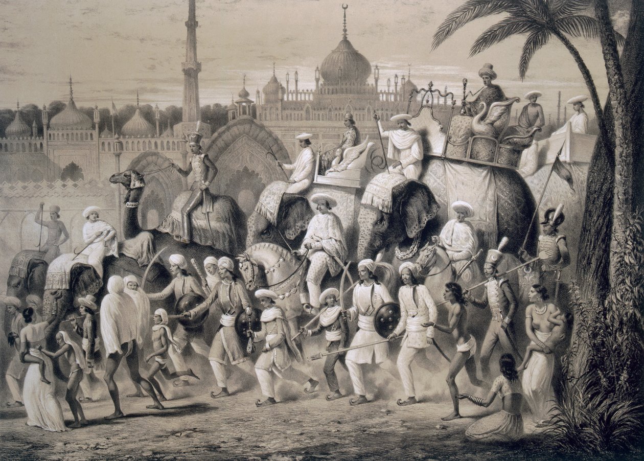 Lucknow, de hoofdstraat, uit 