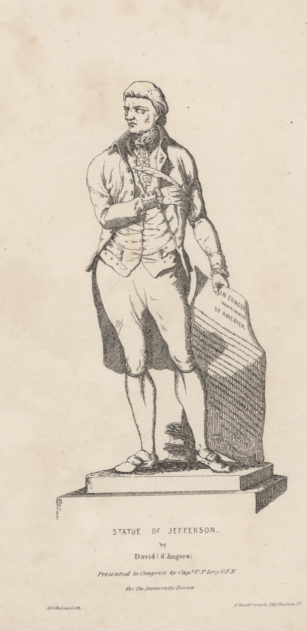 Standbeeld van Jefferson, litho door David Michelin, 1840 door A. de Vaudricourt