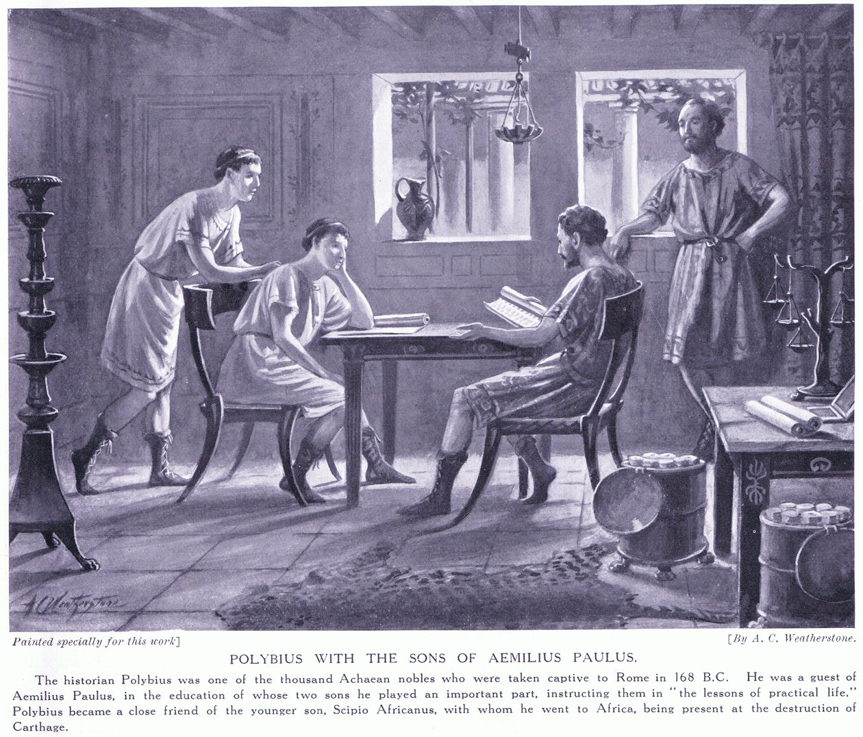 Polybius met de zonen van Aemilius Paulus door A.C. Weatherstone