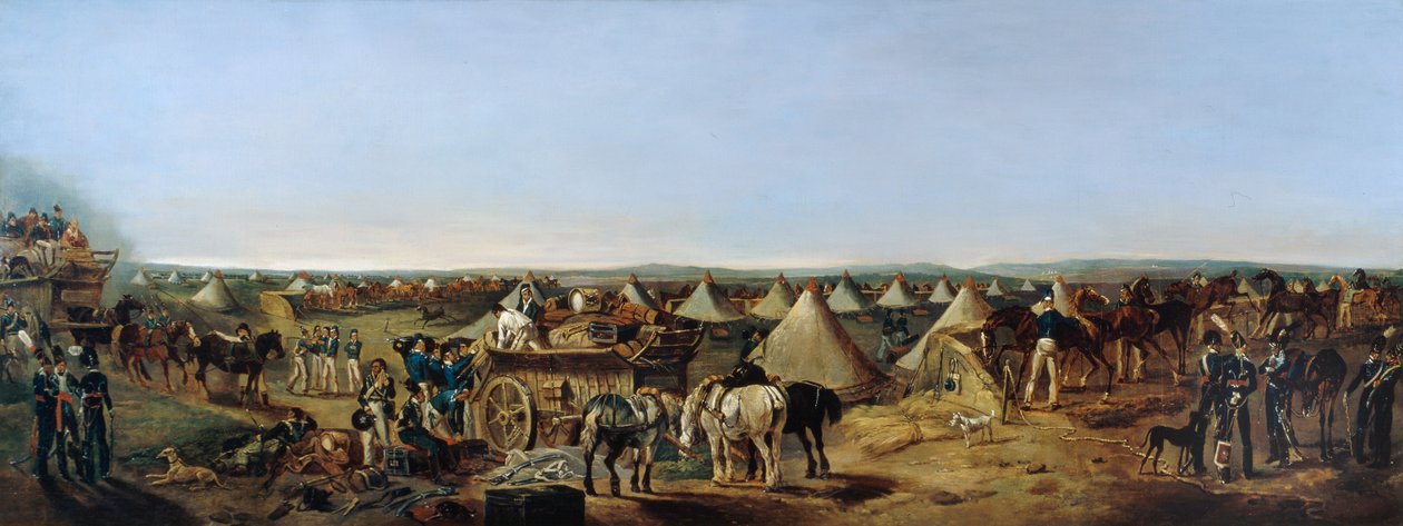 Het 10e Regiment Dragonders Komt aan in het Kamp, Brighton, c.1803 door A.E. Eglington